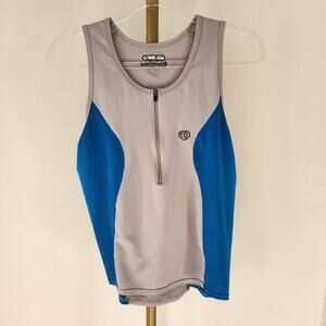 Pearl Izumi Sleeveless Cycling Jersey Mens Size Large Gray Blue 1/4 Zip